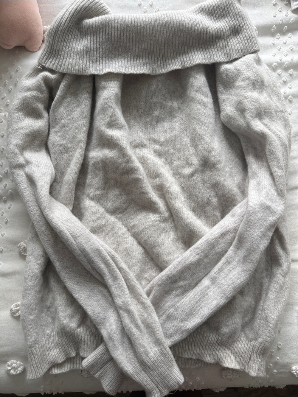 Brandy Melville Light Gray Off-Shoulder Knit Sweater
